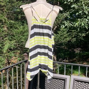 Studio Y yellow, black, white Striped Spaghetti Strap Top sz. L